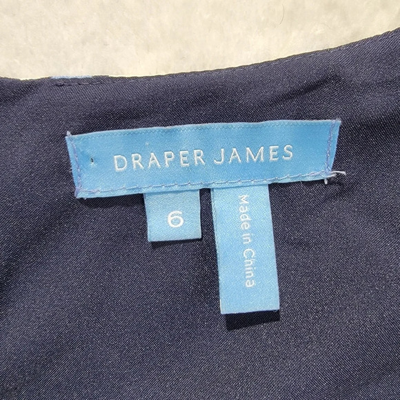 Draper James Patsy Dress In Square Geo Blue Cream Ruffled Sleeves Tie Front Sz 6 - Picture 11 of 13